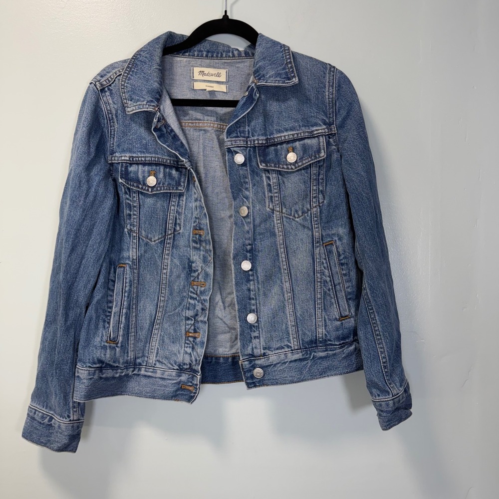 Madewell The Classic Jean Jacket in Pinter Wash Medium Blue Denim CKP4527 Size M